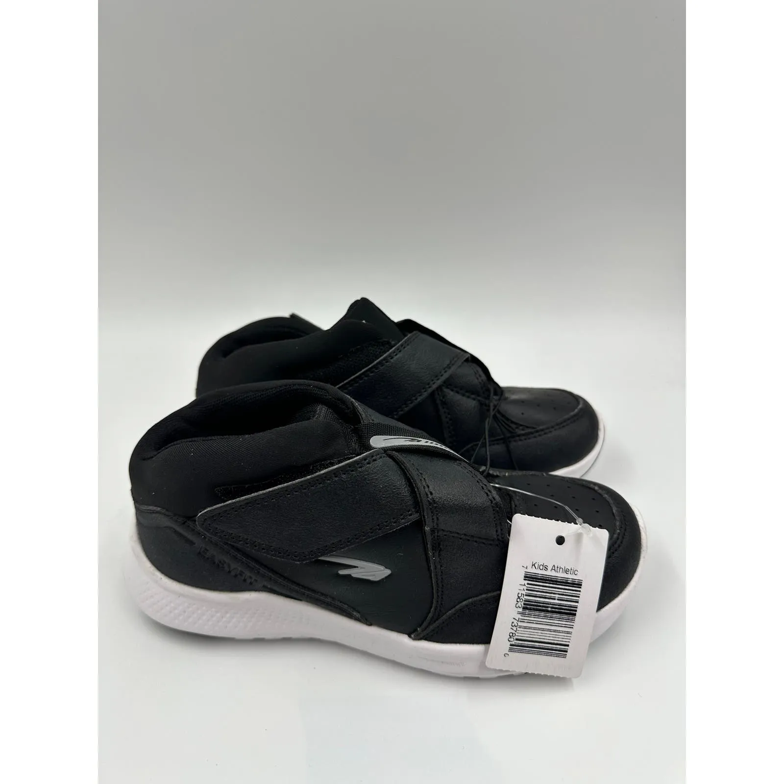 Big Kid Size 2 Black Leather X Cross Strap Sneakers