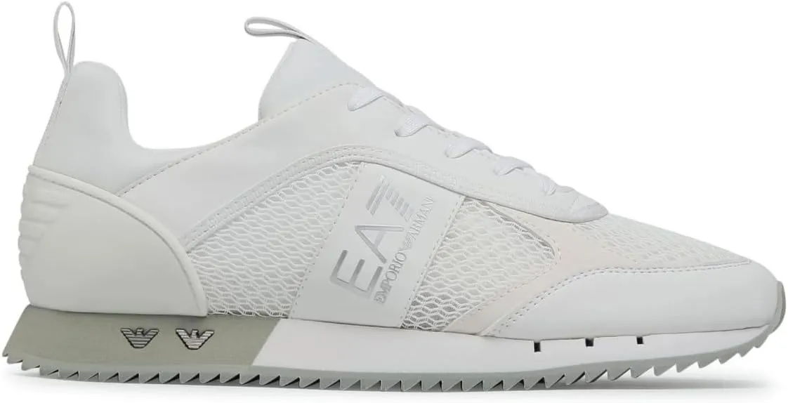 EA7 Men's Woven Trainers, White/Silver, 8 US