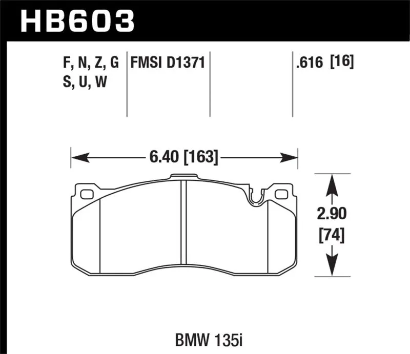 Hawk ER-1 Race Front Brake Pads - 08-13 BMW 135i 3.0L Base - HB603D.616
