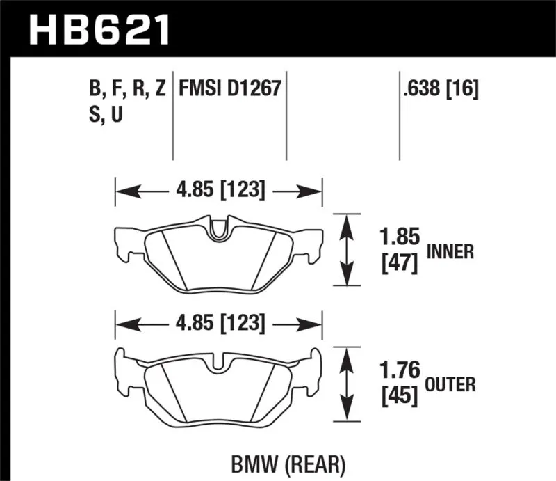 Hawk ER-1 Race Rear Brake Pads - 2011 BMW 125i - HB621D.638
