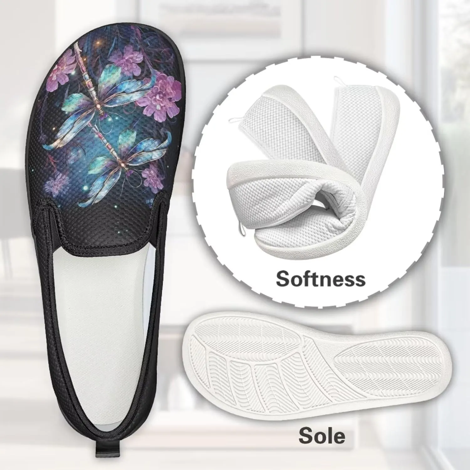 Mushroom Mesh Flats for Women Wide Width Loafers Casual Walking Sneakers Business Slip On Work Shoes
