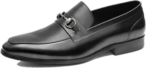 Office Formal Shoes，Urban Work Office Business Leather Shoes Men's Loafers Flat Driving Shoes with,Black- 41/UK 7.5/US 8