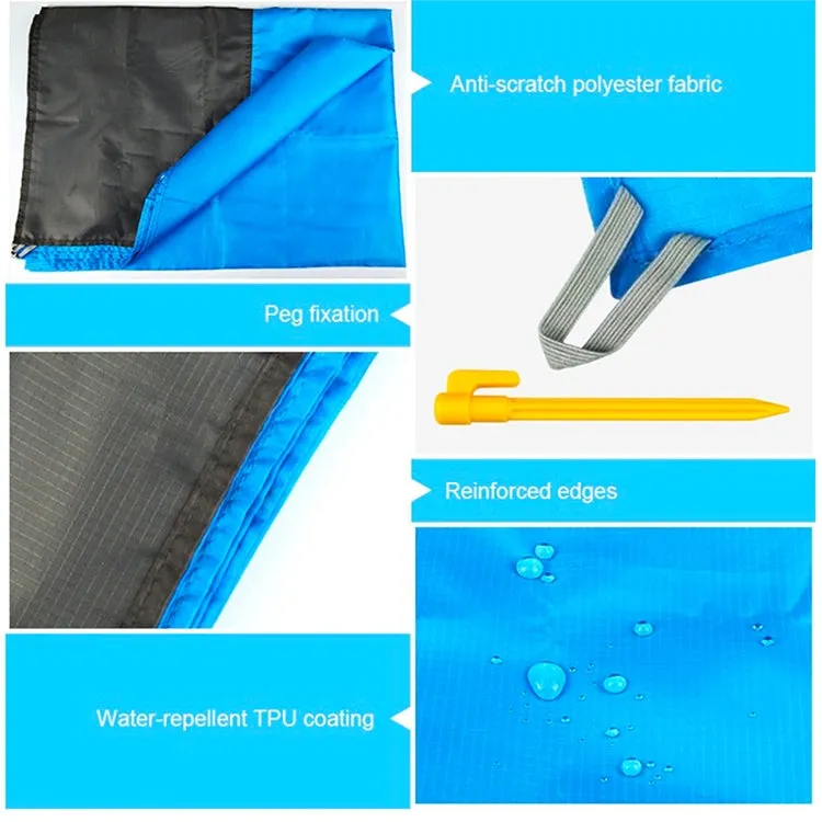 Polyester Waterproof Plaid Cloth Pocket Picnic Mat Outdoor Camping Beach Mat, Size: 2.1 x 2m(Purple   Gray)