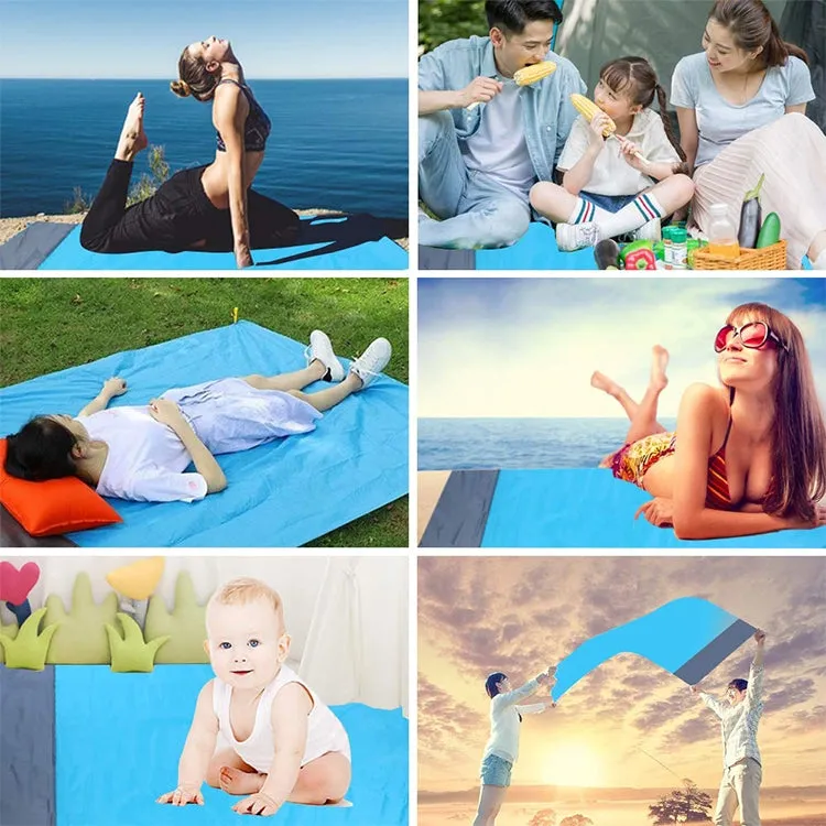 Polyester Waterproof Plaid Cloth Pocket Picnic Mat Outdoor Camping Beach Mat, Size: 2.1 x 2m(Purple   Gray)