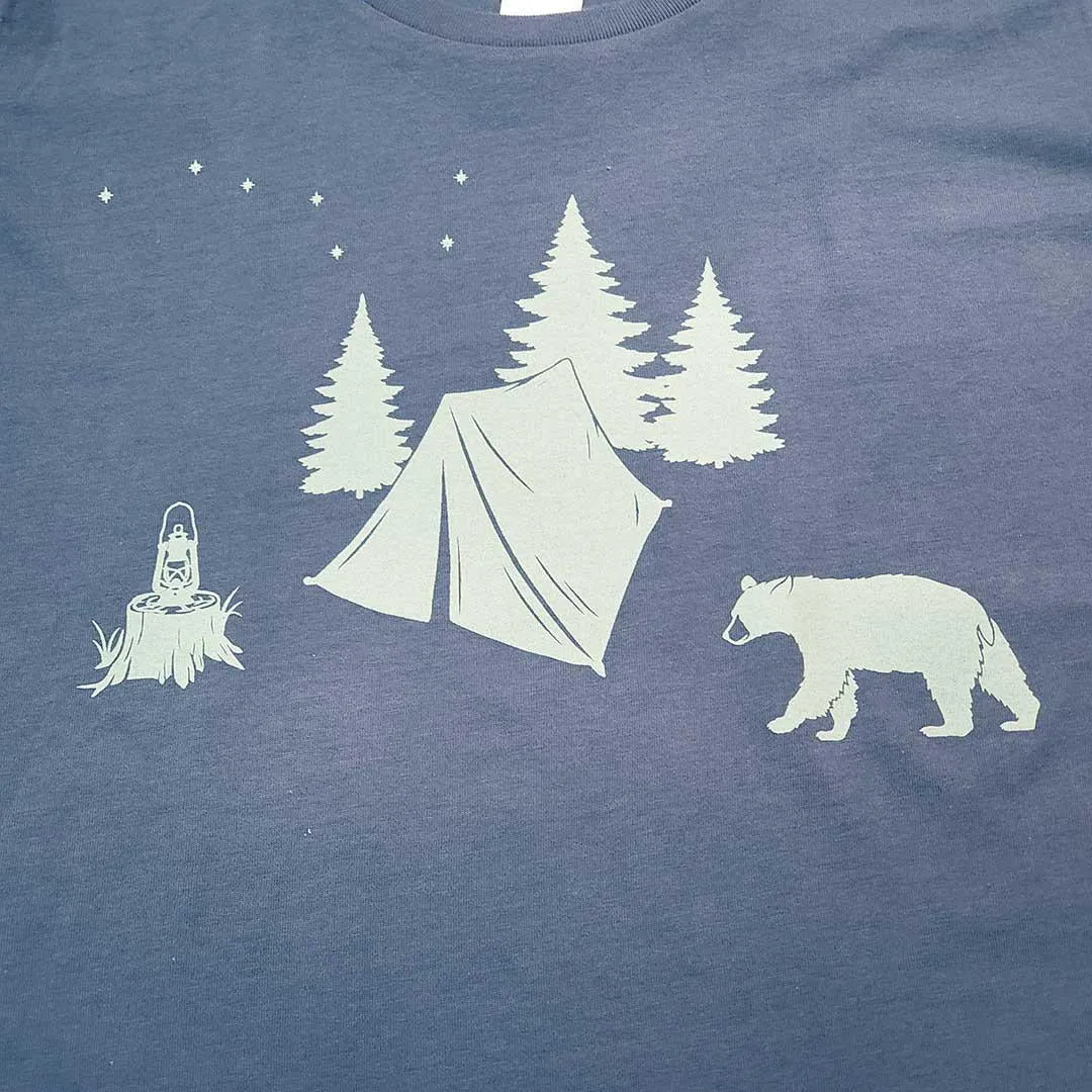 Short Sleeve - Blue Camping Fitted Tee by Uzura