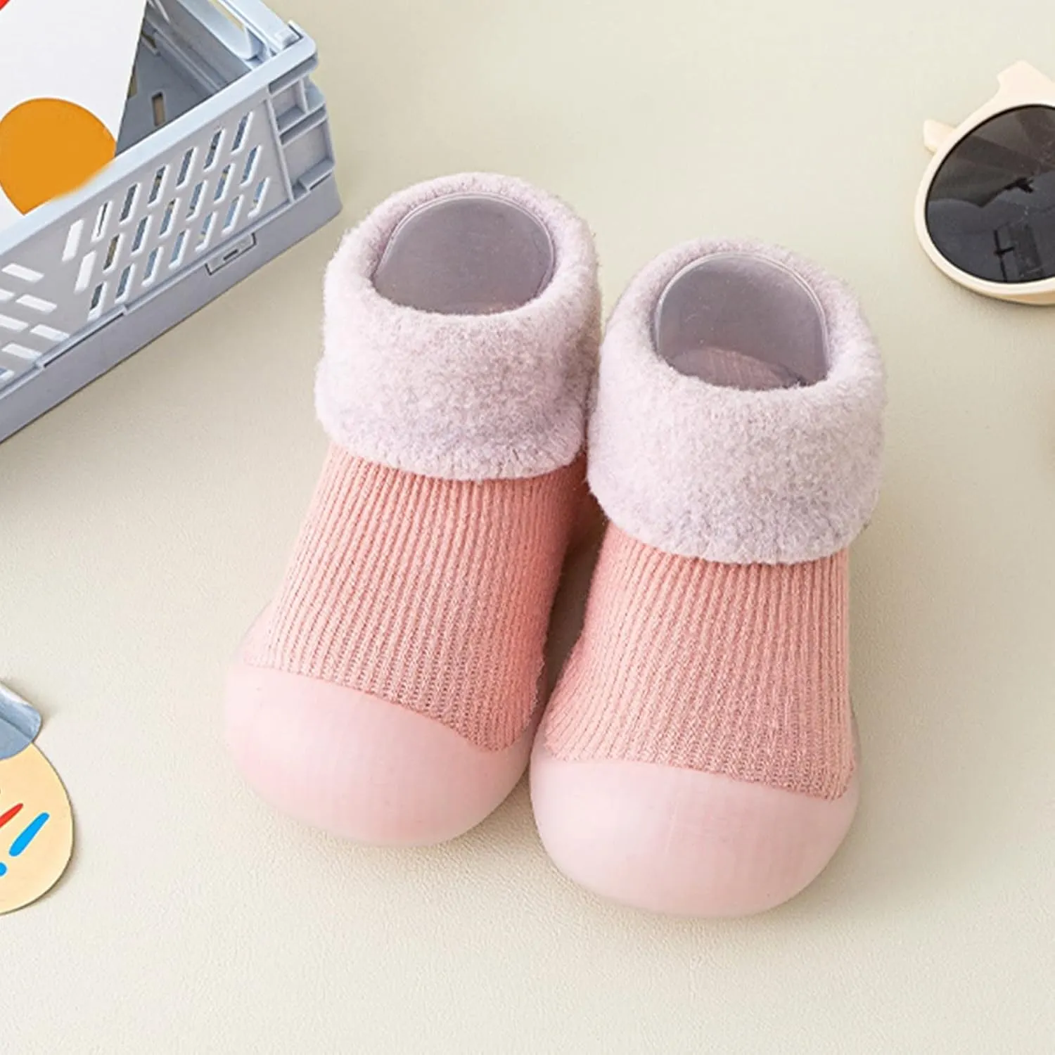 Sock Shoes Toddler,Infant Boys Girls Animal Cartoon Socks Shoes Fleece WarmThe Floor Socks Non Slip Prewalker Shoes