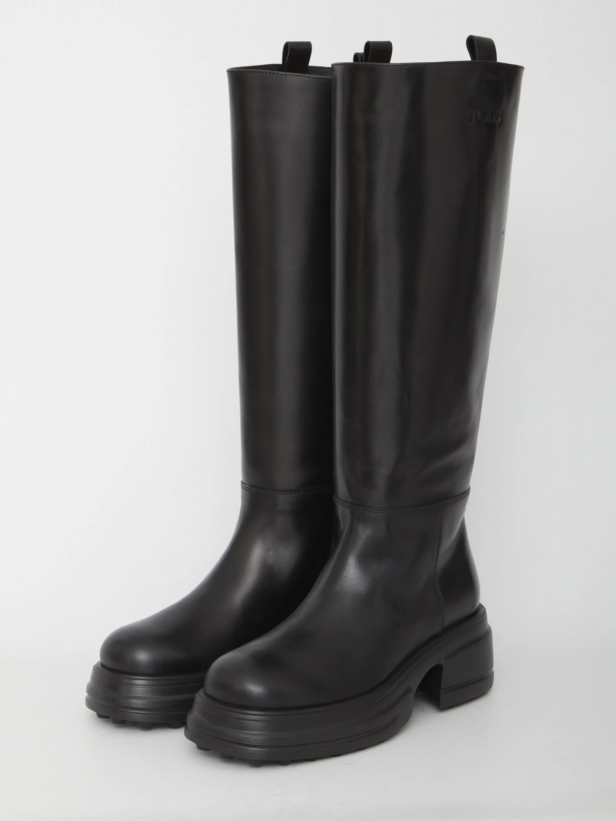 Tod's Platform Boots In Leather