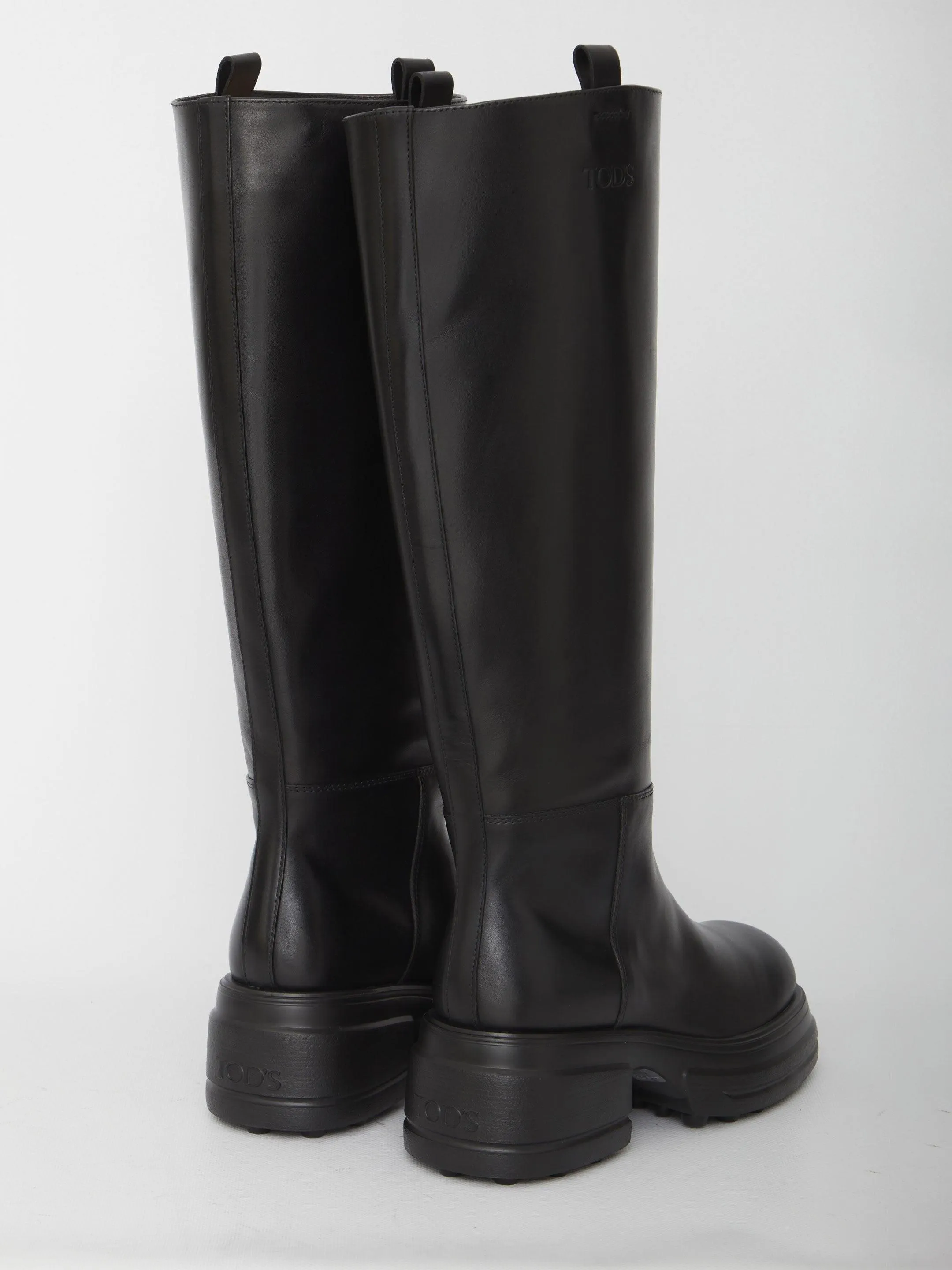 Tod's Platform Boots In Leather