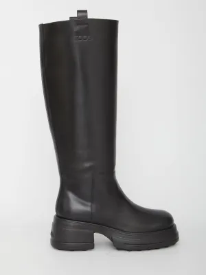Tod's Platform Boots In Leather