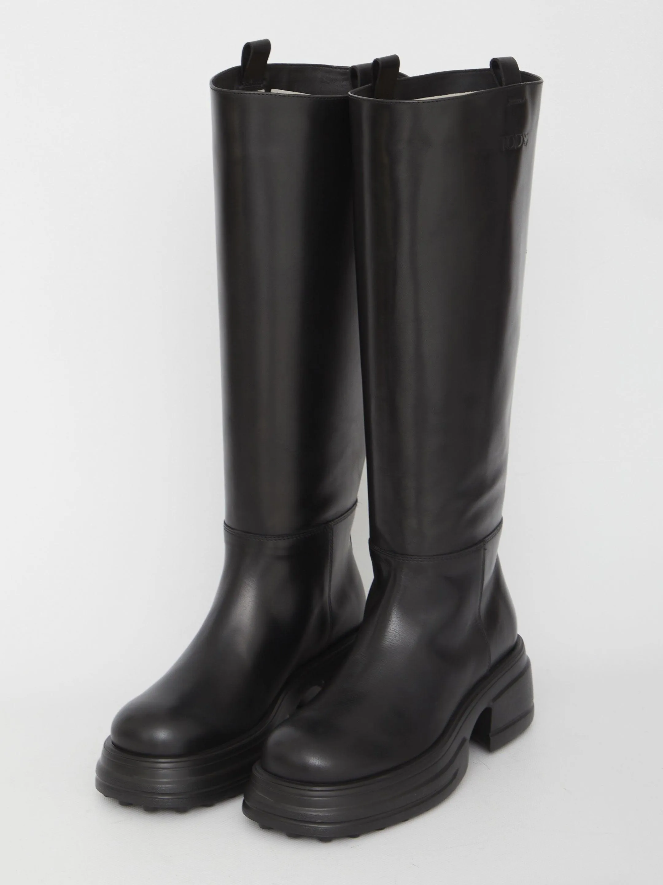 Tod's Platform Boots In Leather