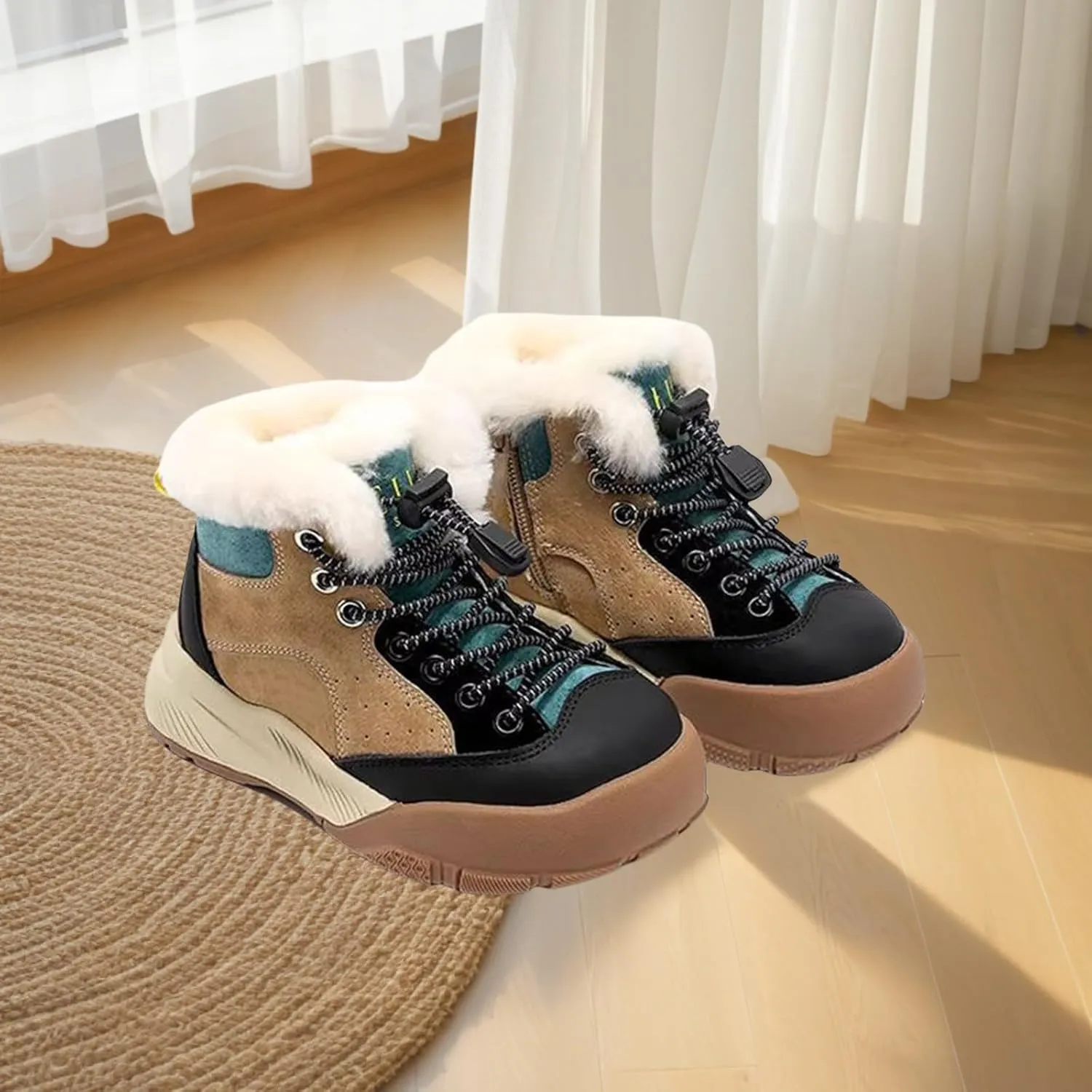 Winter Outdoor Faux Fr Snow Boots for Kids Fleece Plush Warm Furry Ankle Booties Boys Girls Baby Boots 1218 Months