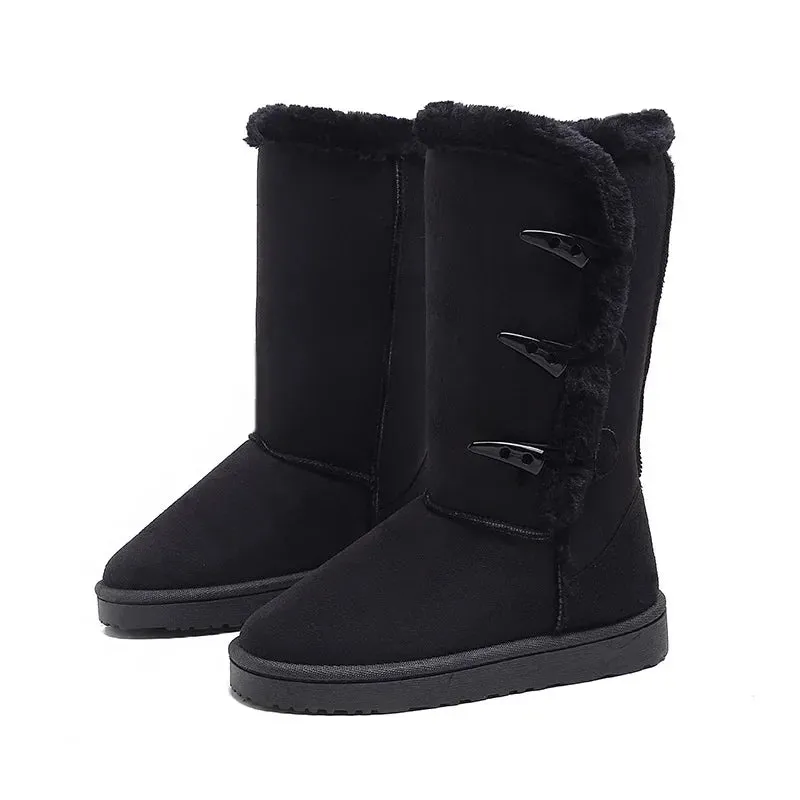 Winter Warm Plush Cold Comfort Cotton Non-slip Horn Buckle Snow Boots