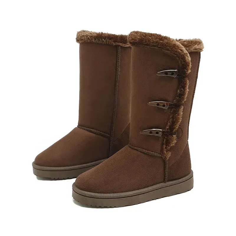 Winter Warm Plush Cold Comfort Cotton Non-slip Horn Buckle Snow Boots