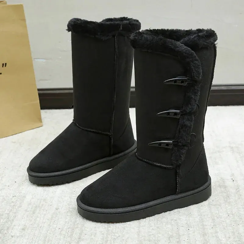 Winter Warm Plush Cold Comfort Cotton Non-slip Horn Buckle Snow Boots
