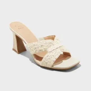 Women's Tia Mule Heels - A New Day Cream 8