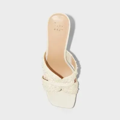 Women's Tia Mule Heels - A New Day Cream 8
